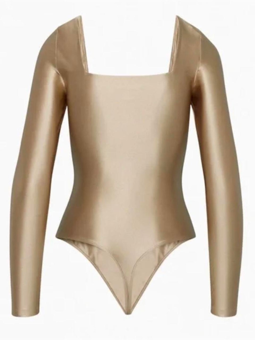 BABATON Satinette Squareneck Longsleeve Bodysuit in Gold - Picture 3 of 4